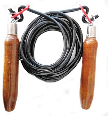 HeadTurners Sesame Wood handle Skipping Rope Speed Skipping Rope(Black, Length: 259 cm)