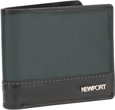 Newport Men Black, Grey Genuine Leather, Fabric Wallet(3 Card Slots)