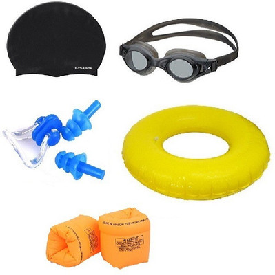 HEALTH FIT INDIA ASSORTED COLOR GOGGLES, CAP WITH EAR, NOSE PLUG, 50 CENTIMER TUBE & ARM FLOTS Swimming Kit
HEALTH FIT INDIA ASSORTED COLOR GOGGLES, CAP WITH EAR, NOSE PLUG, 50 CENTIMER TUBE & ARM FLOTS Swimming Kit