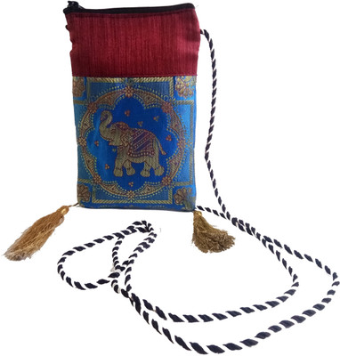 37 ThirtySeven Women Blue Silk Sling Bag