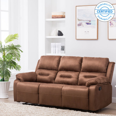 Perfect Homes by Flipkart Wayne 3 Seater Fabric Recliner(Finish Color - Brown)