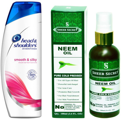 HEAD & SHOULDERS 180 ML SMOOTH AND SILKY SHAMPOO with SHEER SECRET PURE COLD PRESSED NEEM OIL 100 ML(Set of 2)
HEAD & SHOULDERS 180 ML SMOOTH AND SILKY SHAMPOO with SHEER SECRET PURE COLD PRESSED NEEM OIL 100 ML(Set of 2)