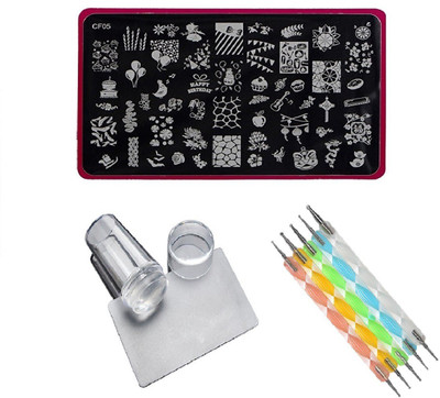Royalkart Nail Art Stamping Kit Jumbo Image Plate With Soft Nail Silicon Stamper, Scraper & 5pcs Double-Sided Dotting Tool(CF05)(multi color)
Royalkart Nail Art Stamping Kit Jumbo Image Plate With Soft Nail Silicon Stamper, Scraper & 5pcs Double-Sided Dotting Tool(CF05)(multi color)