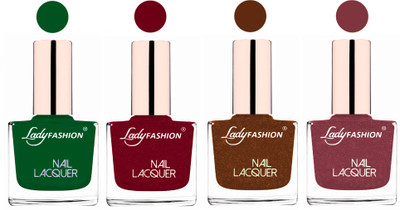 Lady Fashion Ultra High Shine Long Stay Nail Polish Dark Green,Pink,Copper,Mauve(Pack of 4)
Lady Fashion Ultra High Shine Long Stay Nail Polish Dark Green,Pink,Copper,Mauve(Pack of 4)