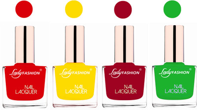 Lady Fashion Ultra High Shine Long Stay Nail Polish Bright Red,Yellow,Dark Red,Light Green(Pack of 4)
Lady Fashion Ultra High Shine Long Stay Nail Polish Bright Red,Yellow,Dark Red,Light Green(Pack of 4)