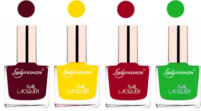 Lady Fashion Ultra High Shine Long Stay Nail Polish Maroon,Yellow,Dark Red,Light Green(Pack of 4)
Lady Fashion Ultra High Shine Long Stay Nail Polish Maroon,Yellow,Dark Red,Light Green(Pack of 4)