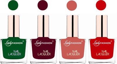 Lady Fashion Ultra High Shine Long Stay Nail Polish Dark Green,Maroon,Nude,Juicy Red(Pack of 4)
Lady Fashion Ultra High Shine Long Stay Nail Polish Dark Green,Maroon,Nude,Juicy Red(Pack of 4)