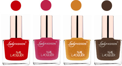 Lady Fashion Ultra High Shine Long Stay Nail Polish Juicy Red,Abricoat Rose,Golden Mettalic Brown(Pack of 4)
Lady Fashion Ultra High Shine Long Stay Nail Polish Juicy Red,Abricoat Rose,Golden Mettalic Brown(Pack of 4)