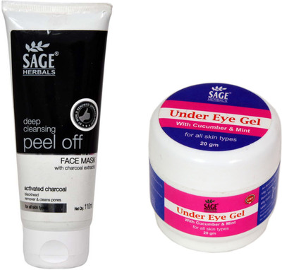 Sage Herbals Charcoal Peel Off Mask + Under Eye Gel(Set of 2)