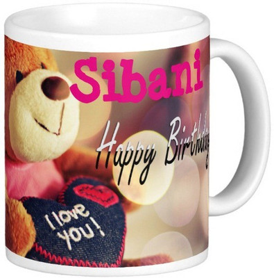 Exoctic Silver Happy Birthday SIBANI Ceramic Mug(330 ml), White