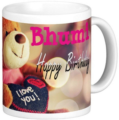 Exoctic Silver Happy Birthday BHUMI Ceramic Mug(330 ml), Blue;pink