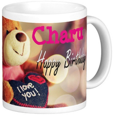 Exoctic Silver Happy Birthday CHARU Ceramic Mug(330 ml), Blue;pink
