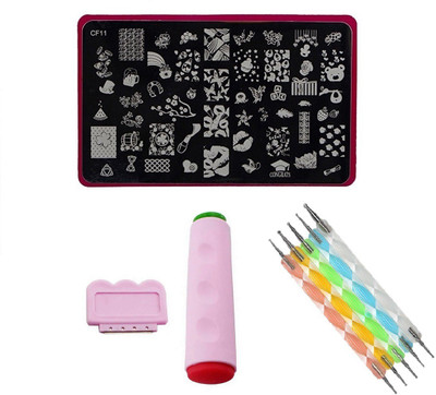 Royalkart Nail Art Stamping Kit Jumbo Image Plate With Double-Sided Stamper, Scraper & 5pcs Double-Sided Dotting Tool(CF11)(multi color)
Royalkart Nail Art Stamping Kit Jumbo Image Plate With Double-Sided Stamper, Scraper & 5pcs Double-Sided Dotting Tool(CF11)(multi color)