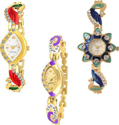 Swadesi Stuff New Arrival Best Combo Pack of 3 Stylish Diamond Studded Multi color Party-Wedding Style Watch For Girls & Women 91204 Watch - For Women
Swadesi Stuff New Arrival Best Combo Pack of 3 Stylish Diamond Studded Multi color Party-Wedding Style Watch For Girls & Women 91204 Watch - For Women