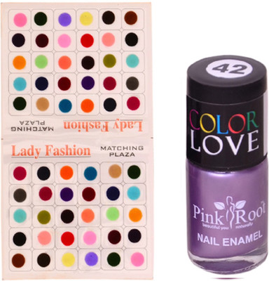 Pink Root Nail Polish No. 42 (15ml) Lady Fashion Multi Color No. 14 Bindi(Set of 2)