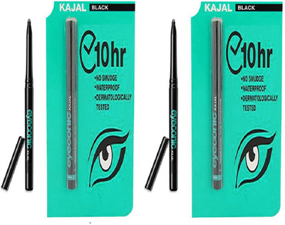 LUV-LI PACK OF 2 KAJAL PENCIL BLACK WATERPROOF, NO SMUDGE(BLACK, 0.35 g)