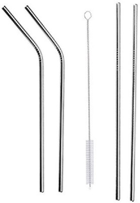 MENTAL MIND Bent Drinking Straw(Silver, Pack of 5)