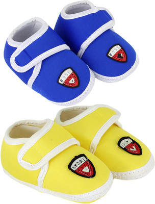 Neska Moda 0 To 12 Month Set Of 2 Baby Booties(Toe to Heel Length - 12 cm Blue)