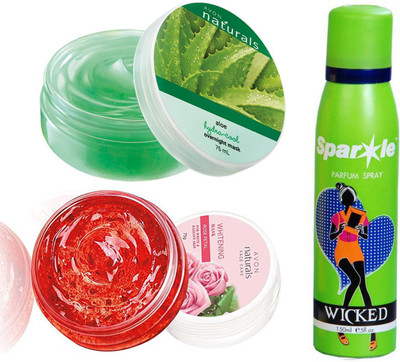Avon Anew Natural Face care Whitening Mask -Rose Petal (75 g) & one Naturals Hydration Mask Aloe Vera (75 ml) With one sparkle perfume spray 150 ml(Set of 3)
Avon Anew Natural Face care Whitening Mask -Rose Petal (75 g) & one Naturals Hydration Mask Aloe Vera (75 ml) With one sparkle perfume spray 150 ml(Set of 3)