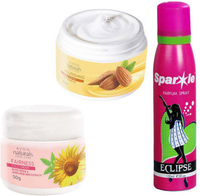 Avon Anew NATURALS COLD CREAM NURISHING (50 g) & one NATURALS COLD CREAM WHITENING (50 g) With one sparkle perfume spray 150 ml(Set of 3)
Avon Anew NATURALS COLD CREAM NURISHING (50 g) & one NATURALS COLD CREAM WHITENING (50 g) With one sparkle perfume spray 150 ml(Set of 3)