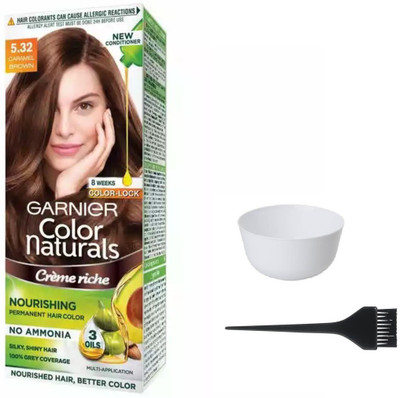 Garnier Color Naturals Hair Color (Caramel Brown No. 5.32) + 1 Mixing Bowl + 1 Dyeing Brush(Set of 3)
Garnier Color Naturals Hair Color (Caramel Brown No. 5.32) + 1 Mixing Bowl + 1 Dyeing Brush(Set of 3)