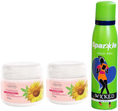 Avon Anew two NATURALS COLD CREAM WHITENING (50 g) With one sparkle perfume spray 150 ml(Set of 3)
Avon Anew two NATURALS COLD CREAM WHITENING (50 g) With one sparkle perfume spray 150 ml(Set of 3)