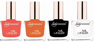 Lady Fashion Ultra High Shine Long Stay Nail Polish Light Orange,Nude,Black,White(Pack of 4)
Lady Fashion Ultra High Shine Long Stay Nail Polish Light Orange,Nude,Black,White(Pack of 4)