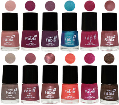Fabia Premium Collection 12 Piece Color Nail Polish Shades Shrimp Pastell-Cherry Blossom-Light Jam-Denim-Hot Magenta-Lip-Light Beige-Dusty Pink-Dark Red Chrome-Peach-Light Magenta-Dark Brown(Pack of 12)
Fabia Premium Collection 12 Piece Color Nail Polish Shades Shrimp Pastell-Cherry Blossom-Light Jam-Denim-Hot Magenta-Lip-Light Beige-Dusty Pink-Dark Red Chrome-Peach-Light Magenta-Dark Brown(Pack of 12)