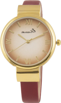 3Wish 3WW-1250 Analog White & Golden Dial and Maroon Strap Watch - For Women