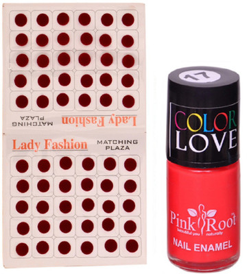 Pink Root Nail Polish No. 17 (15ml) Lady Fashion Mahroon No. 11 Bindi(Set of 2)