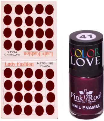Pink Root Nail Polish No. 41 (15ml) Lady Fashion Mahroon No. 10 Bindi(Set of 2)