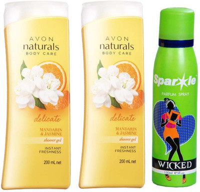 Avon Anew two Naturals Mandarine & Jasmine Shower Gel (200ml) With one sparkle perfume spray 150 ml(Set of 3)
Avon Anew two Naturals Mandarine & Jasmine Shower Gel (200ml) With one sparkle perfume spray 150 ml(Set of 3)