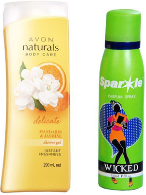 Avon Anew Naturals Mandarine & Jasmine Shower Gel (200ml) With one sparkle perfume spray 150 ml(Set of 2)
Avon Anew Naturals Mandarine & Jasmine Shower Gel (200ml) With one sparkle perfume spray 150 ml(Set of 2)
