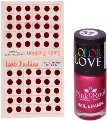Pink Root Nail Polish No. 37 (15ml) Lady Fashion Mahroon No. 11 Bindi(Set of 2)