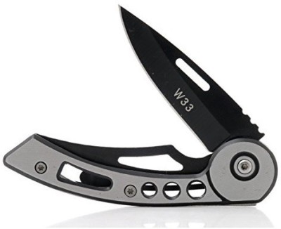 

AlexVyan W33 Pocket Camping Folding Knife With Silver Metal Handle, Stainless Steel Black Blade and Pocket Handle Pocket Knife(Black, Silver)