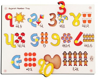 Skillofun GUJARATI NUMBERS SHAPE TRAY(Multicolor)