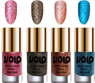 Volo Professionally Used Glitter Shine Nail Polish Combo Pack of 4 Pink Glitter, Dark Grey Glitter, Peach Glitter, Sky Blue Glitter(Pack of 4)
Volo Professionally Used Glitter Shine Nail Polish Combo Pack of 4 Pink Glitter, Dark Grey Glitter, Peach Glitter, Sky Blue Glitter(Pack of 4)
