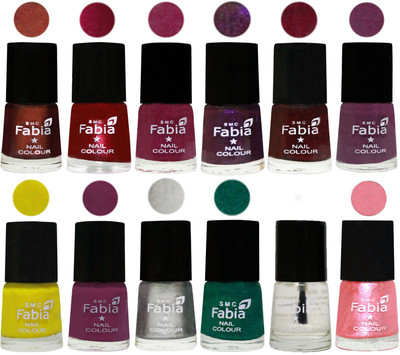 Fabia Premium Shine & Glossy Nail Polish Collection Shades (12 Pcs Combo) Berry-Dark Magenta-Rose Pink-Dark Purple-Royal Red-Brinjal Purple-Yellow-Light purple-Silver-Green-Top Coat-Jerry Peach(Pack of 12)
Fabia Premium Shine & Glossy Nail Polish Collection Shades (12 Pcs Combo) Berry-Dark Magenta-Rose Pink-Dark Purple-Royal Red-Brinjal Purple-Yellow-Light purple-Silver-Green-Top Coat-Jerry Peach(Pack of 12)