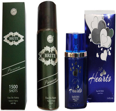 dsp HEARTS BLUE PERFUME 100 ML +BRITE PREMIUM 1500 SHOTS PERFUME 145 ML Eau de Parfum - 145 ml(For Men & Women)
dsp HEARTS BLUE PERFUME 100 ML +BRITE PREMIUM 1500 SHOTS PERFUME 145 ML Eau de Parfum - 145 ml(For Men & Women)