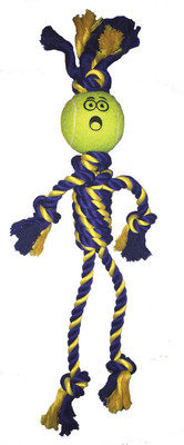 Petsport Twisted Chews-Braided Cotton Rope Rasta Man with 2.5" Tennis Ball Cotton Tug Toy For Dog