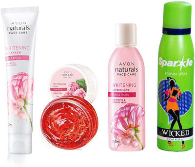 Avon Anew Natural Face care Whitening Mask -Rose Petal (75 g) & one NATURALS ROSE & ROSE PEARL TONER (100 ml) & one Whitening Cleanser Rose & Pearl (100 g) With one sparkle perfume spray 150 ml(Set of 4)
Avon Anew Natural Face care Whitening Mask -Rose Petal (75 g) & one NATURALS ROSE & ROSE PEARL TONER (100 ml) & one Whitening Cleanser Rose & Pearl (100 g) With one sparkle perfume spray 150 ml(Set of 4)