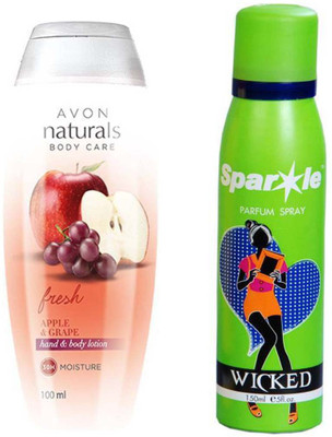 Avon Anew Naturals Apple & Grape hand & Body lotion (100 ml) With one sparkle perfume spray 150 ml(Set of 2)
Avon Anew Naturals Apple & Grape hand & Body lotion (100 ml) With one sparkle perfume spray 150 ml(Set of 2)