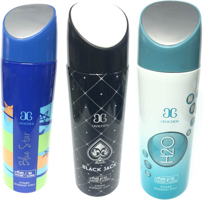 Arochem Blue Star,Black Jack & H2o Deodorant Spray - For Men & Women(600 ml, Pack of 3)
Arochem Blue Star,Black Jack & H2o Deodorant Spray - For Men & Women(600 ml, Pack of 3)