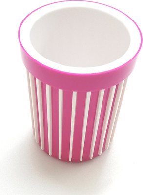 Generic 2 Compartments Plastic Pen Stand(Magenta, White)