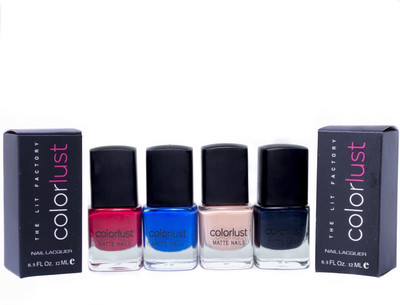 Colorlust nail polish Blue, Red, Brown, Black(Pack of 4)