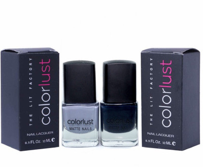 Colorlust Nails Charcoal Black matte, Grey Mouse matte(Pack of 2)