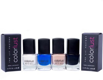 Colorlust Matte Nails Mocha Brown Chalk White Charcoal Black & Blueberry Popping Matte Chalk White Matte, Charcoal Black Matte, Blueberry Popping matte, Mocha Brown matte(Pack of 4)
Colorlust Matte Nails Mocha Brown Chalk White Charcoal Black & Blueberry Popping Matte Chalk White Matte, Charcoal Black Matte, Blueberry Popping matte, Mocha Brown matte(Pack of 4)