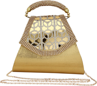 VASTRESHA Women Gold Leatherette Sling Bag