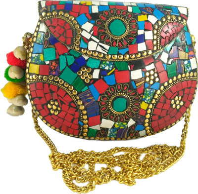 HP Women Red Metal Sling Bag