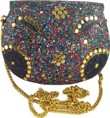 HP Women Blue Metal Sling Bag